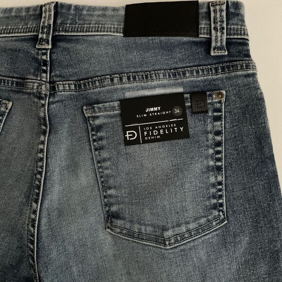 Fidelity Denim 34 Jimmy Mammoth Blue Jeans Slim Straight Stretch NWT - Picture 9 of 10